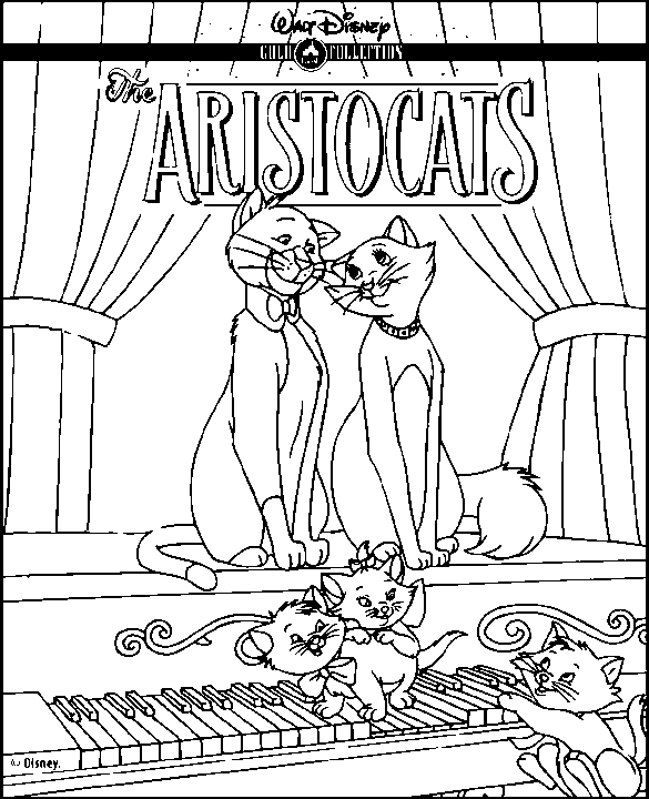 coloriage aristochats au piano